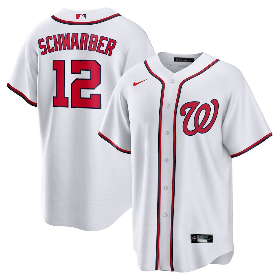Mens Washington Nationals #12 Kyle Schwarber Nike White Home Replica Player MLB Jerseys->washington nationals->MLB Jersey